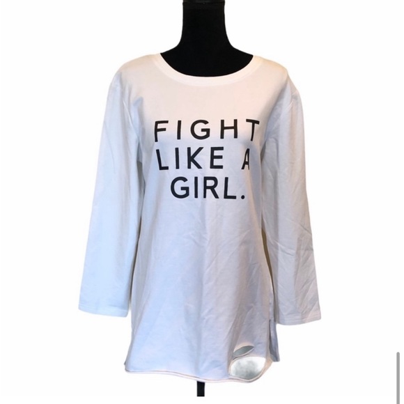 Molly Brachen casual motivational graphic white distressed sweatshirt medium - Picture 10 of 11